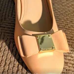 Cole Haan NWOT Tali 7.5 blush pink leather 2.5"block heel retro 60s bow heels